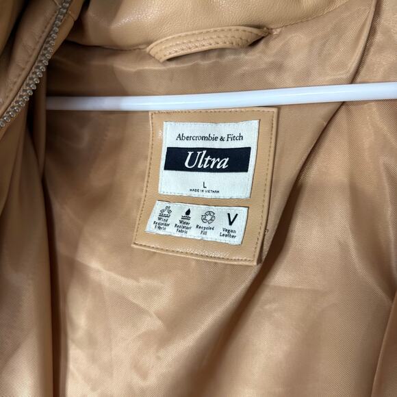 Abercrombie & Fitch Leather Puffer Long Jacket Size Large - Picture 6 of 6